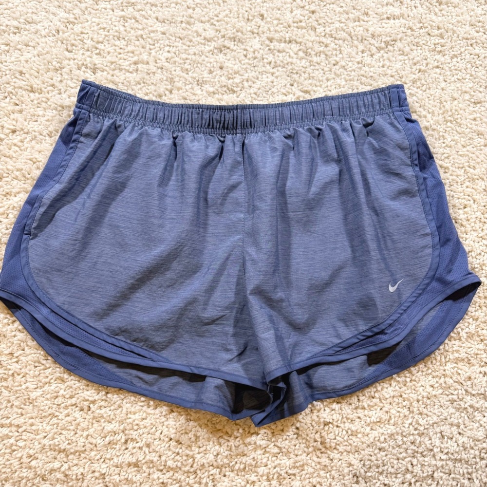 Nike Dri-FIT Womens Blue Heathered Running Shorts XXL Athletic Sporty Gym‎